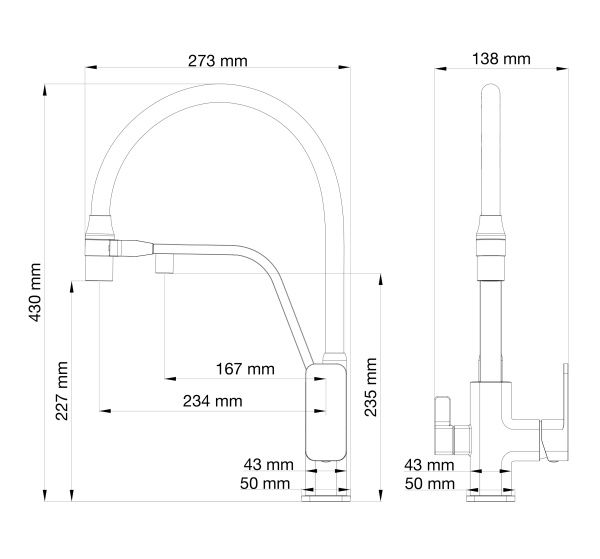Смеситель для кухни с гибким изливом и подключением фильтра WONZON & WOGHAND, темный графит WW-88458013-BGM Смеситель для кухни с гибким изливом и подключением фильтра WONZON & WOGHAND, темный графит WW-88458013-BGM