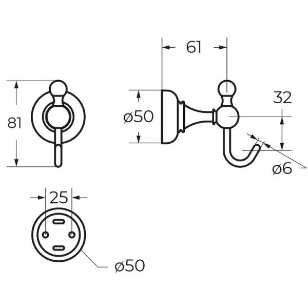 Крючок Cezares Aphrodite APHRODITE-HK1-01-M