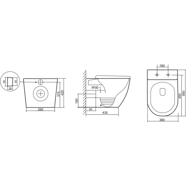 Унитаз ABBER Bequem AC1111TMW приставной белый матовый, безободковый