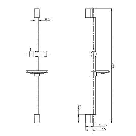 Душевая штанга с мыльницей AQUAme AQM8203B