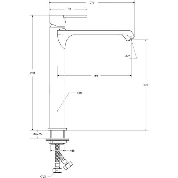 Смеситель для раковины BelBagno Aurora AURORA-LMC-CRM-W0 Смеситель для раковины BelBagno Aurora AURORA-LMC-CRM-W0