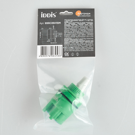 Картридж керамический для смесителя, 35 мм, с ножками, с верхним уплотнителем, IDDIS (999C35H1SM)