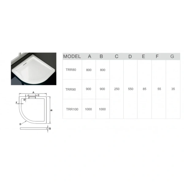 Душевой поддон из литьевого мрамора (100х100) WeltWasser  WW TR 10000002771
