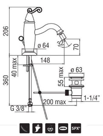 Смеситель для биде Nobili Dubai DB00119/1CR