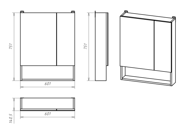 Зеркало-шкаф (60х75) Misty Темза 60 П-Тем04060-01