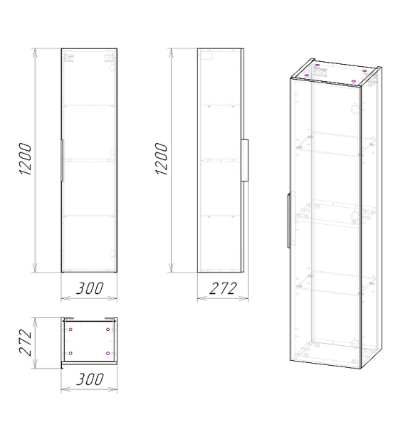 Пенал подвесной Grossman ФОРТА 3030052 темный дуб