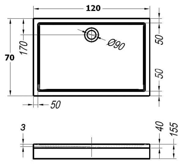 Душевой поддон Kolpa San Flamenco 120x70