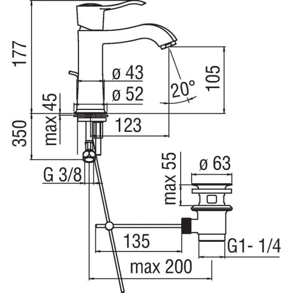 Смеситель для раковины Nobili Sofi SI98118/1BR