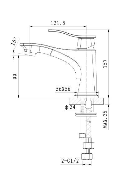 Смеситель для раковины WONZON & WOGHAND NAVIA, хром WW-181101-CR