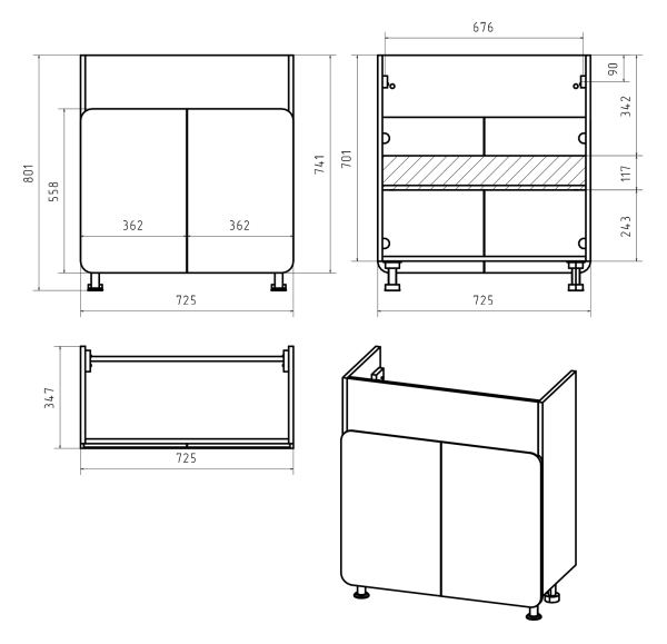 Тумба с раковиной Misty Чегет 75 УТ000013347