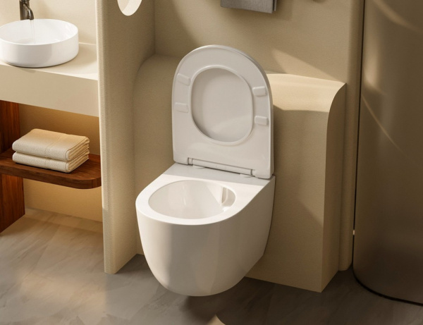 Комплект подвесной унитаз ABBER Bequem AC1100T белый с инсталляцией AC0105 и кнопкой AC0121MW белая матовая