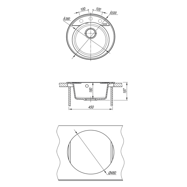 Кухонная мойка Lemark SULA 500 грей 9910003