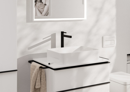 Смеситель для раковины с донным клапаном Push-Open Hansgrohe Finoris 76070670 черный матовый