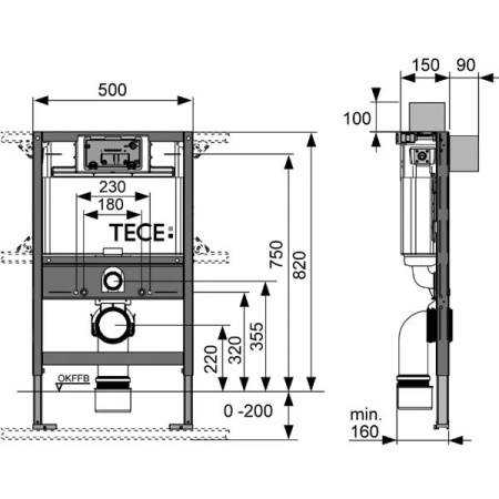 Инсталляция для подвесного унитаза TECE 9300001