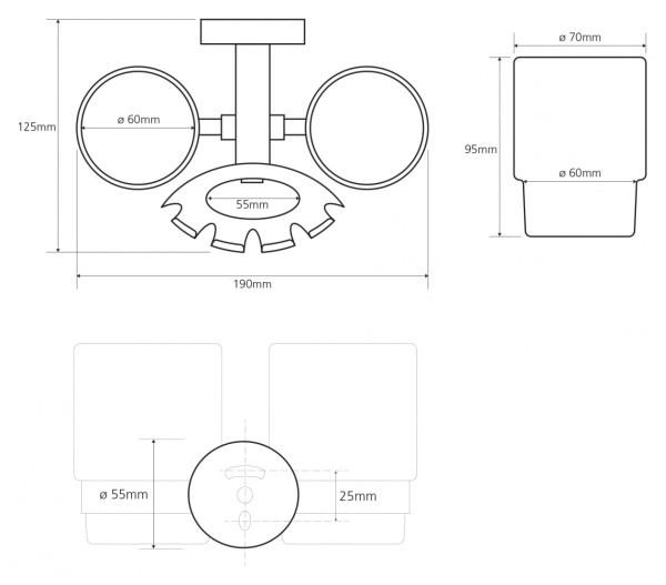 Держатель зубных щеток со стаканами Bemeta Omega 104110042