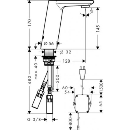 Смеситель для раковины электронный Hansgrohe Metris S 31102000