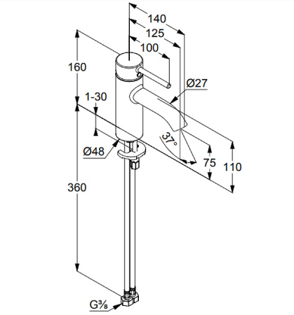 Смеситель для раковины Kludi Bozz 382720576