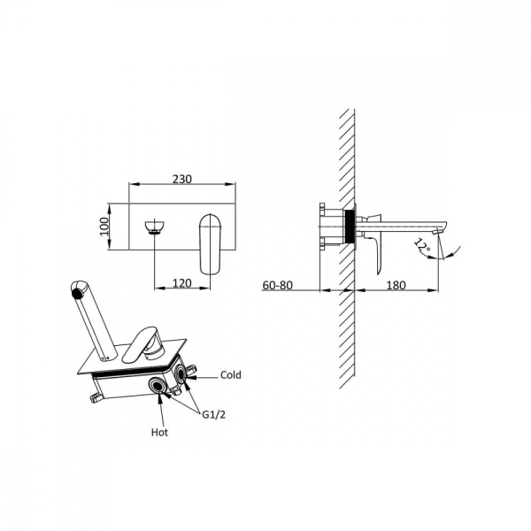 Смеситель для раковины Vincea Esse VBFW-1E1MB