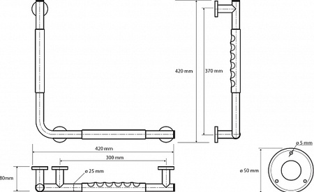 Поручень 90°C, резина Bemeta Omega 104507731