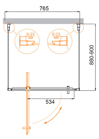 Душевой уголок (80х90) CEZARES MOLVENO MOLVENO-BA2-80/90-C-Cr-IV