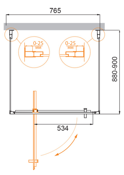 Душевой уголок (80х90) CEZARES MOLVENO MOLVENO-BA2-80/90-C-Cr-IV