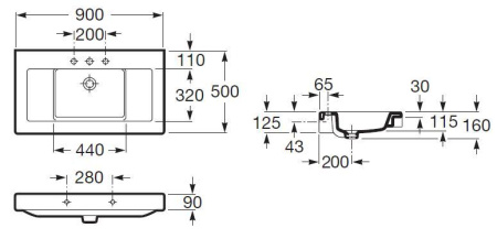 Раковина накладная (90х50) Roca Stratum 327632000