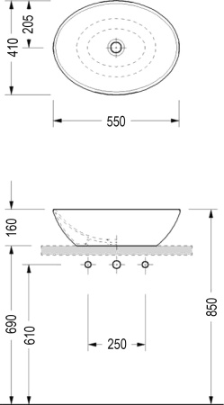 Раковина накладная (55х41) Serel CH33