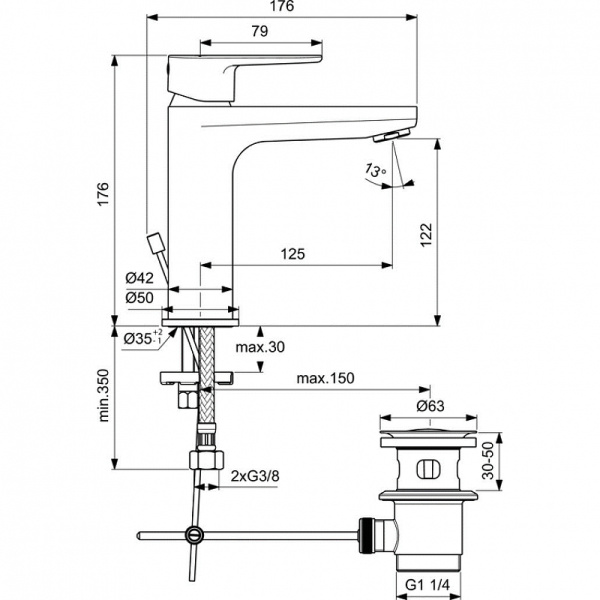 Комплект смесителей 3 в 1 Ideal Standard Ceratherm T100 BC985AA
