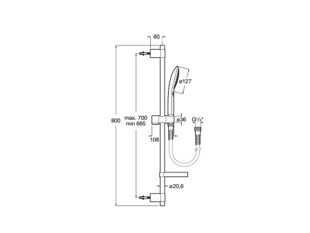 Душевой гарнтиур Roca Plenum Go 120/3F 5B1P11CB0