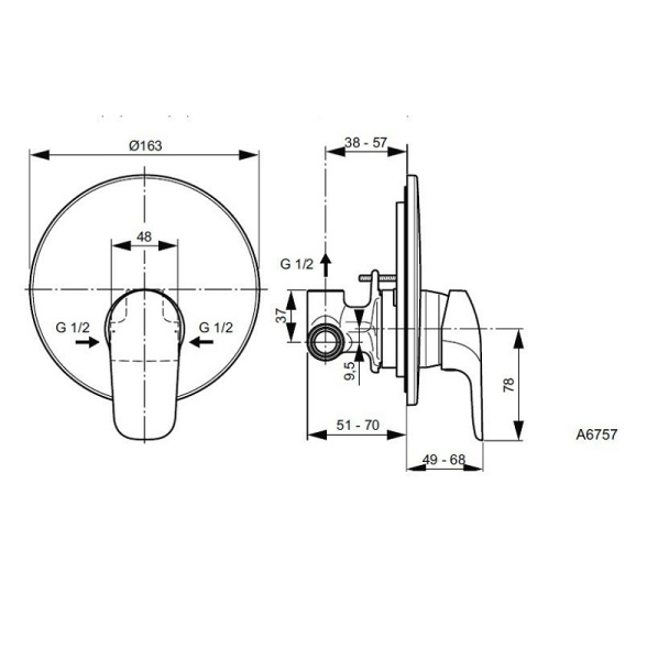 Смеситель для душа Ideal Standard Ceraflex A6757AA
