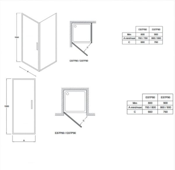 Дверь душевая Jacob Delafon TORSION E87P80-GA
