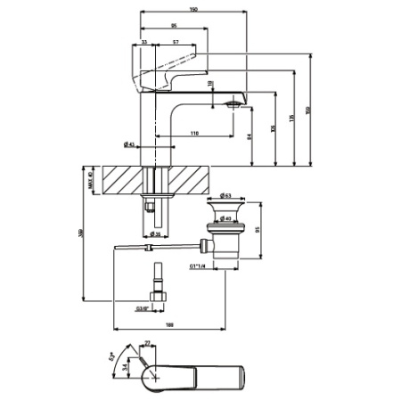 Смеситель для раковины Villeroy & Boch Liberty TVW10700100061