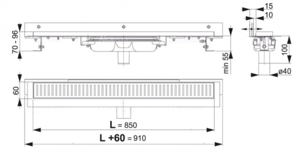 Решетка для водоотоводящего желоба AlcaPlast HOPE-850L