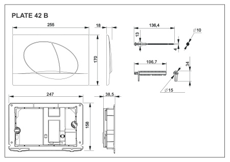 Панель смыва для инсталляции Roca Active 42B черный матовый 8901140B6