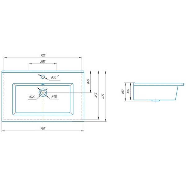 Раковина (76,5х47,5) Corozo Оскар SD-00000382