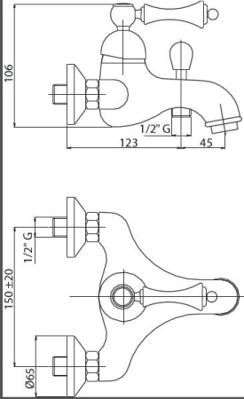 Смеситель для ванны Cezares Margot MARGOT-VM-01-M