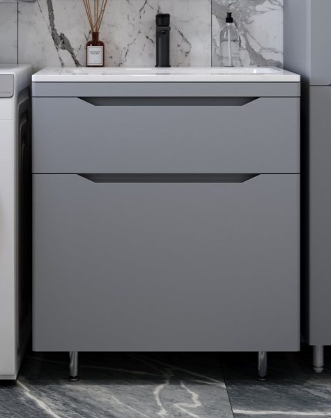 Тумба под раковину Style Line Марелла 70 Люкс Plus СС-00002400 серый матовый