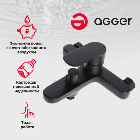 Смеситель для ванны однорычажный Agger Gorgeous A0210044 черный