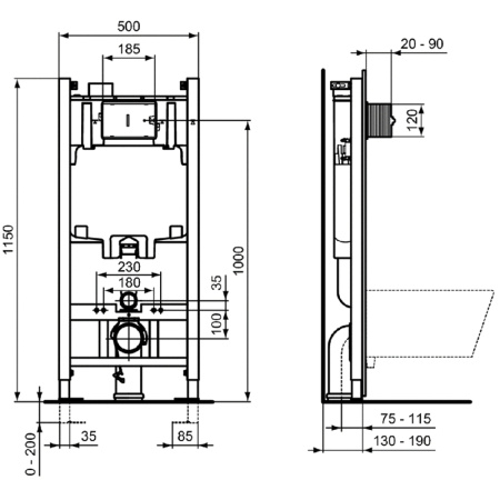 Комплект инсталляция + унитаз Ideal Standard Eurovit RE881202