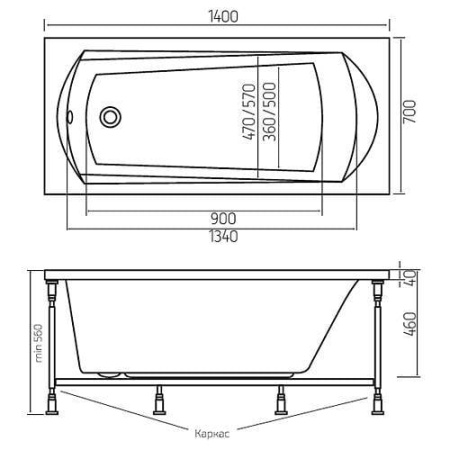 Акриловая ванна Alpen Diana (140x70 см) AVP0041