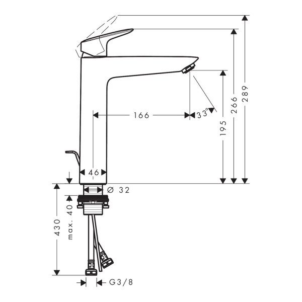 Смеситель для раковины с донным клапаном Hansgrohe Logis 71090670
