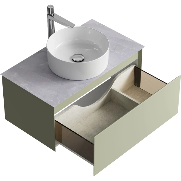 Тумба без раковины 80 см Aqwella Geometria GE01081SH шалфей зеленый матовый