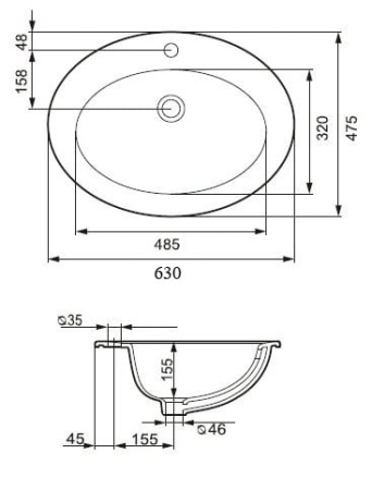 Раковина Cersanit GAMMA 63 P-UM-Ga/1