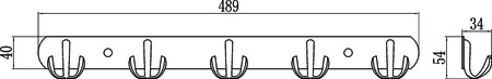 Планка с крючками 5 крючков Savol S-07205B