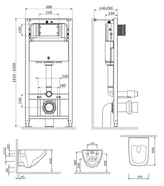 Комплект унитаз и инсталляция AM.PM Inspire 2.0 CK50GD