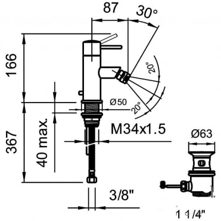 Смеситель для биде Laufen Twinprime Pin 3.4113.1.004.111.1
