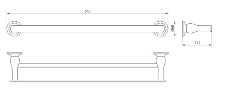 Полотенцедержатель двойной 64 см. Corsica CO42532