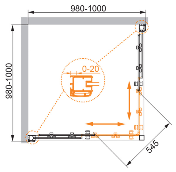 Душевой уголок (100х100) CEZARES ANIMA ANIMA-W-A-2-100-P-Cr