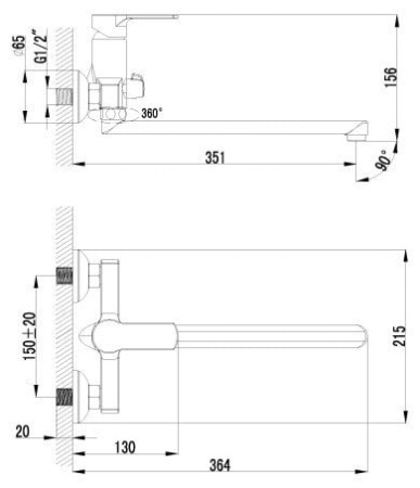 Смеситель для ванны Lemark Plus Grace (LM1551C)