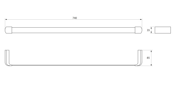 Полотенцедержатель одинарный 74 см., RUSH Flores FL08531В